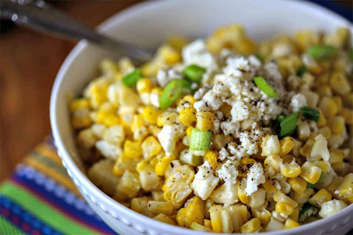 A bowl of Mexican Street Corn salad