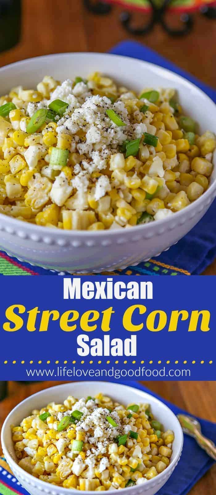 Serve this easy Mexican Street Corn Salad just once and it will quickly become one of your favorite go-to sides for taco nights at home!