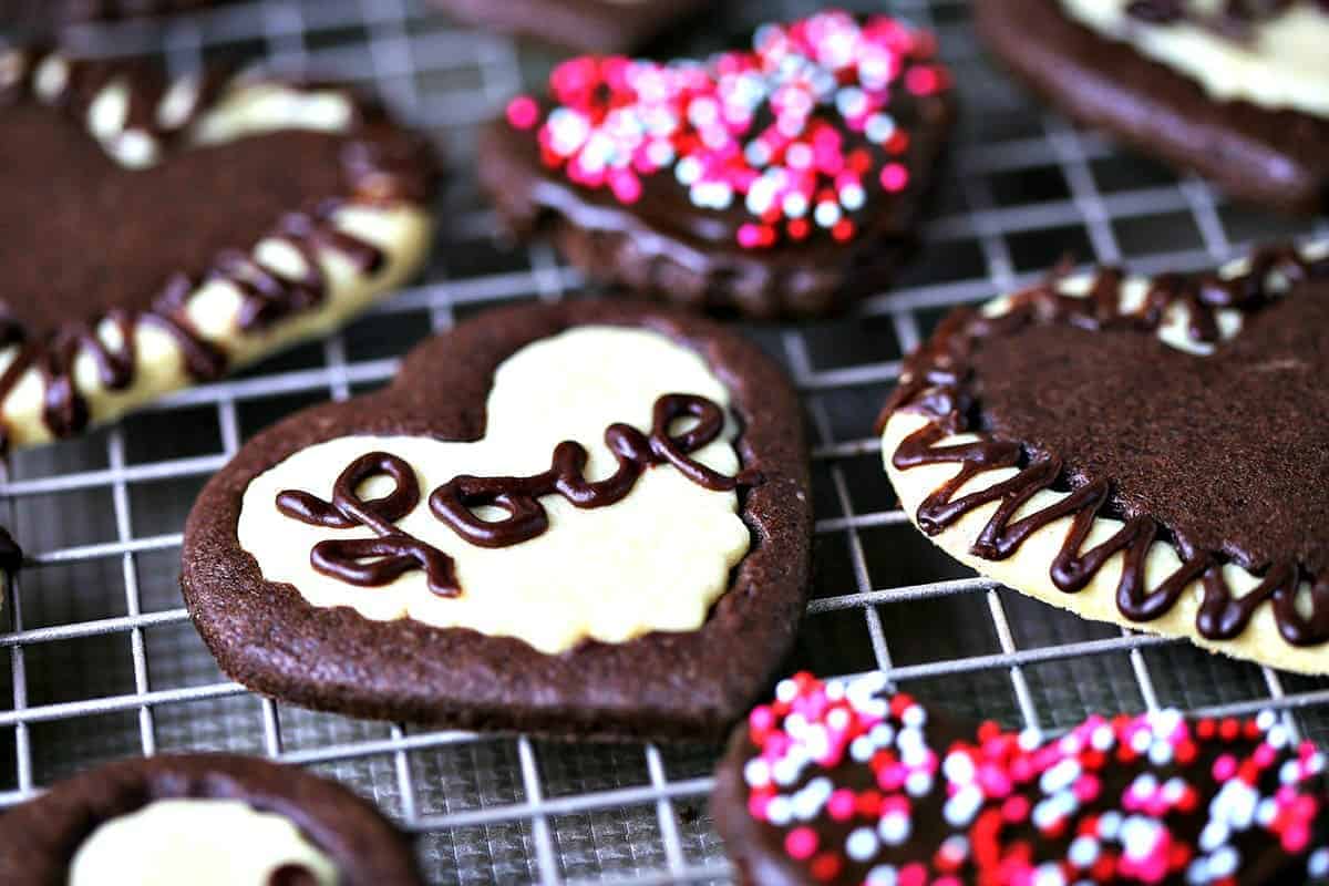 Sweetheart Cookies on wire rack