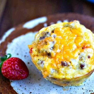 Gluten-Free Sausage Egg Muffin on a speckled plate