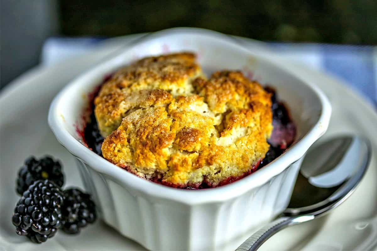 A bowl of Blackberry Cobbler