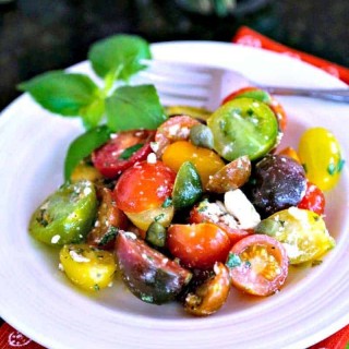 A plate of Greek heirloom tomato salad