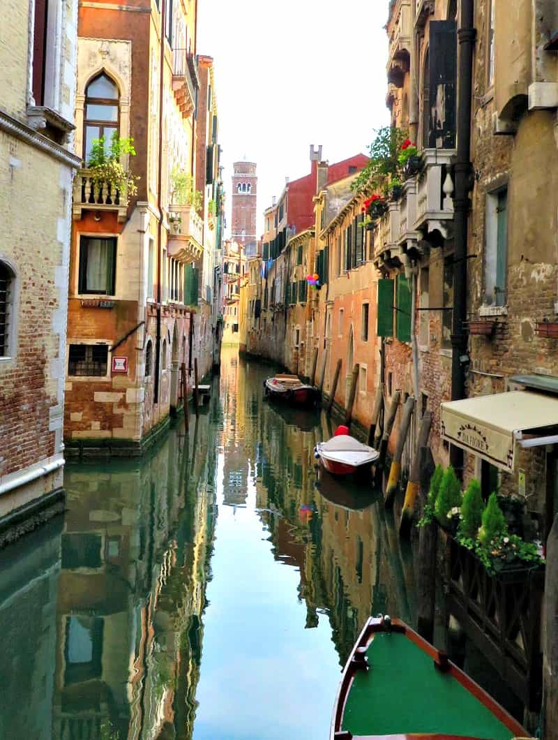 A narrow canal in Venice