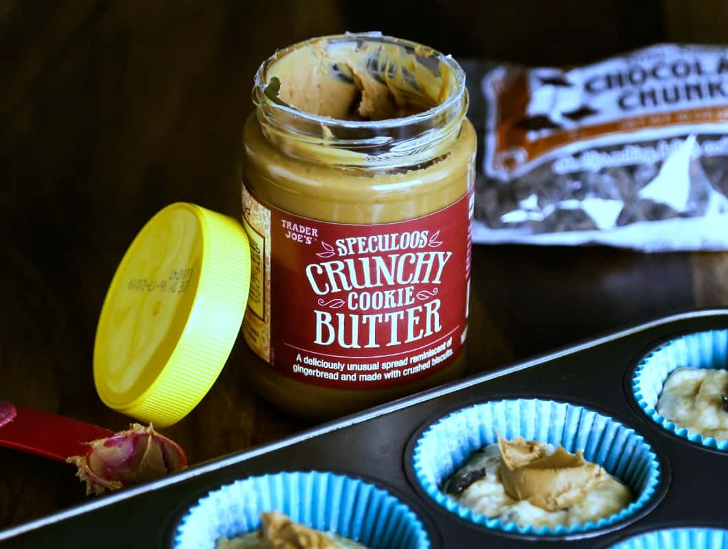 an open jar of crunchy cookie butter