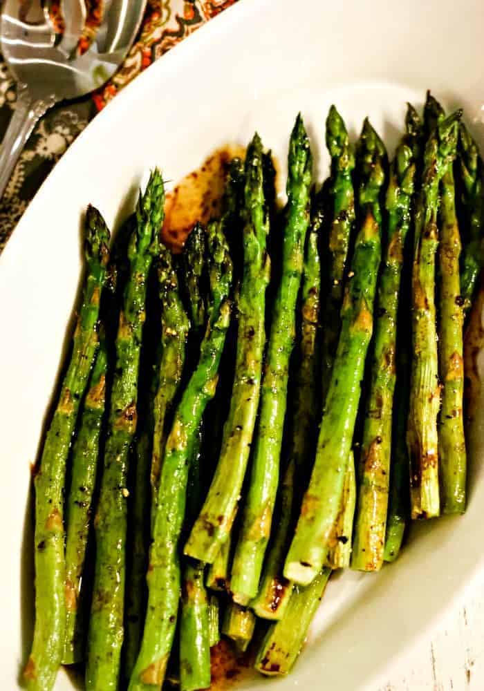 A plate of food, with asparagus