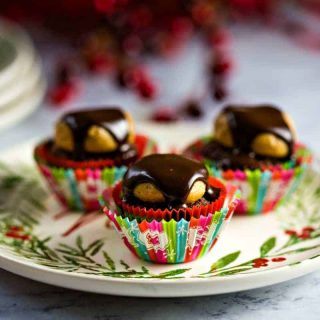 Buckeye Brownie Bites on a plate