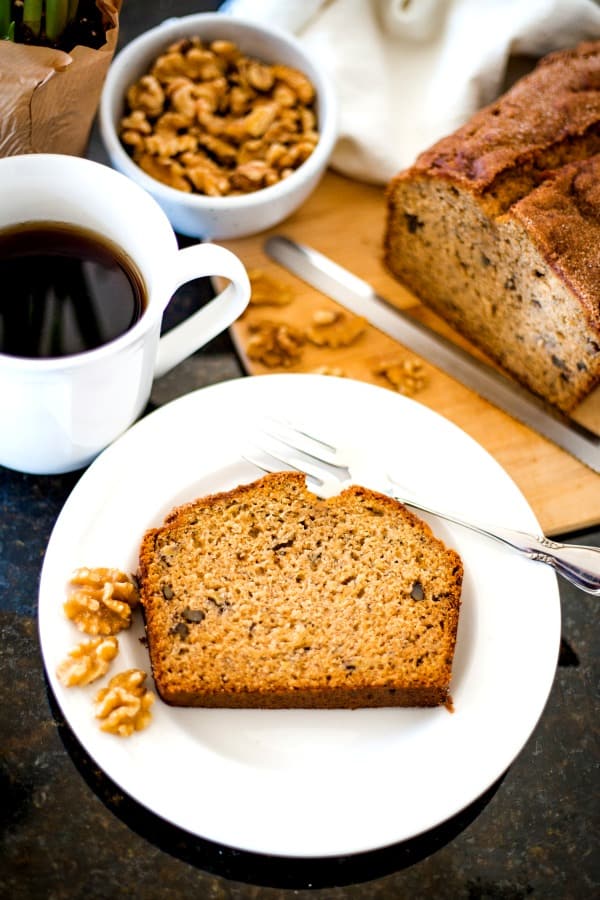 Banana Bread Slice on Plate