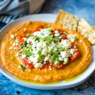 Loaded Buffalo Hummus with Feta cheese