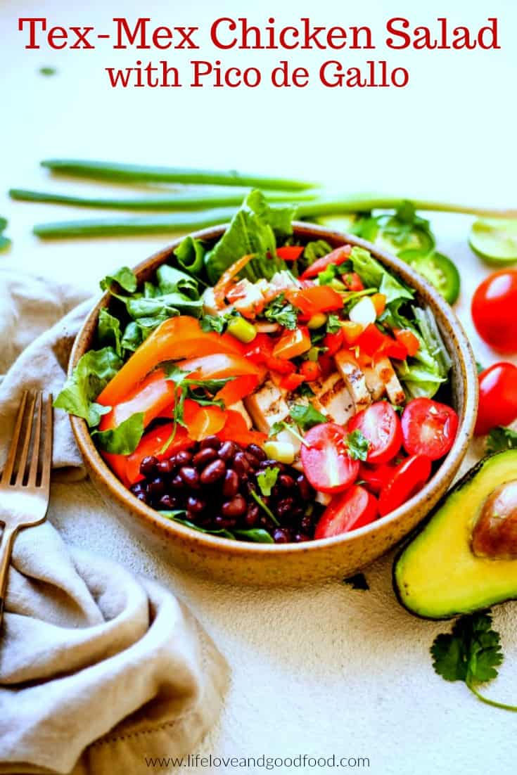 Tex-Mex Chicken Salad with fresh vegetables