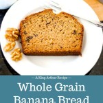 This Whole Grain Banana Nut Bread made with walnuts is moist and delicious! #bananabread #banananutbread #quickbread