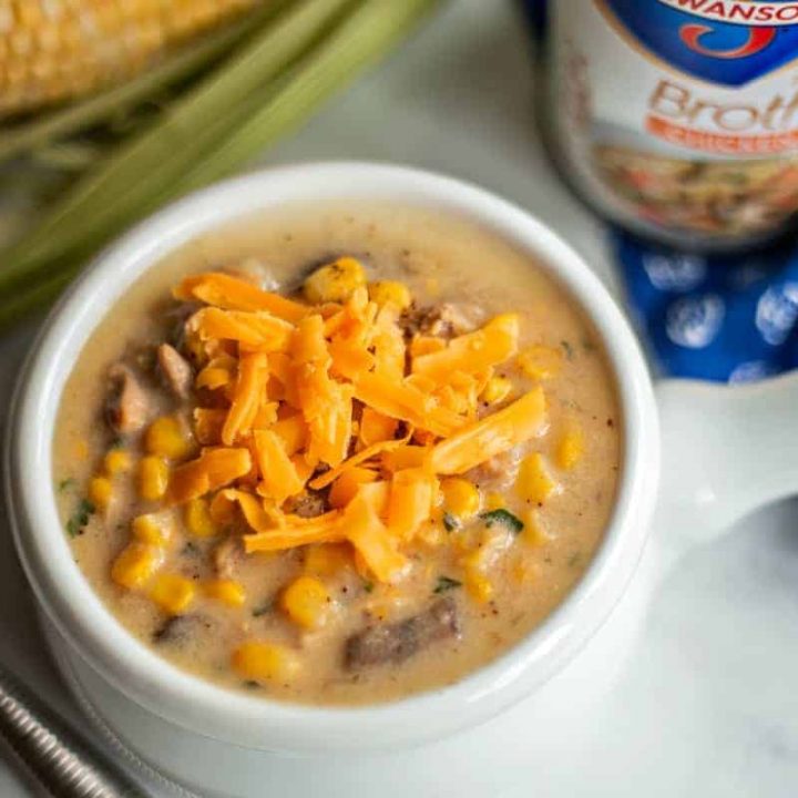 Cheesy Chicken Corn Chowder made with Swanson Chicken Broth