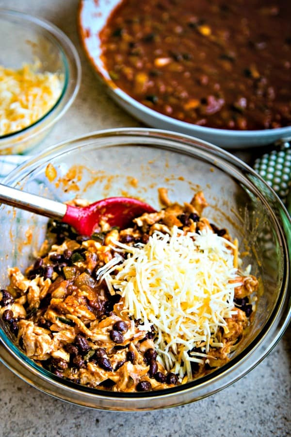 Chicken Black Bean Enchiladas mixture