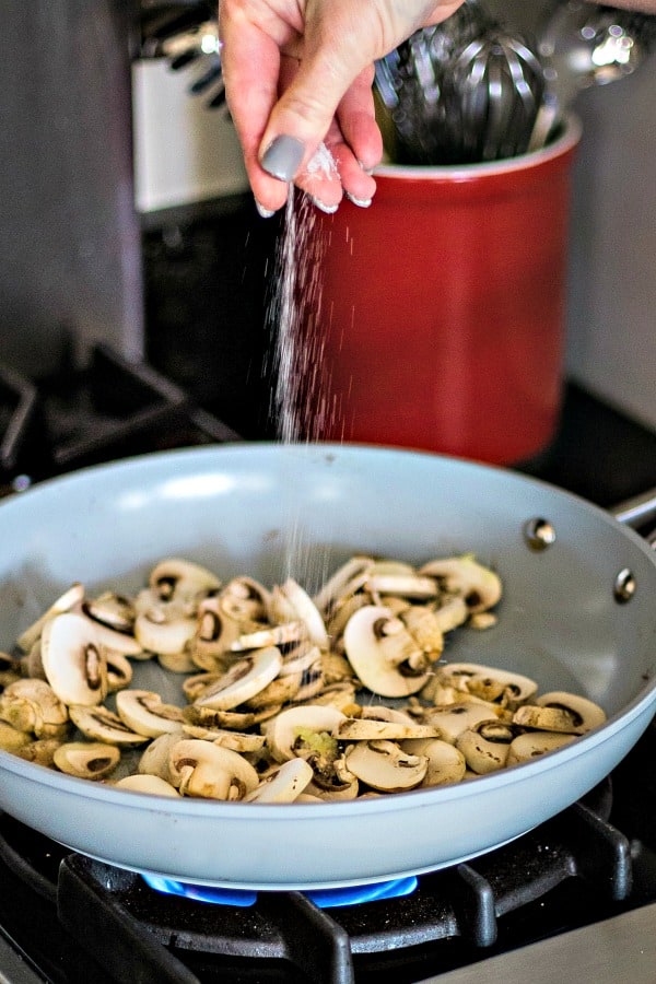 saute mushrooms in pan