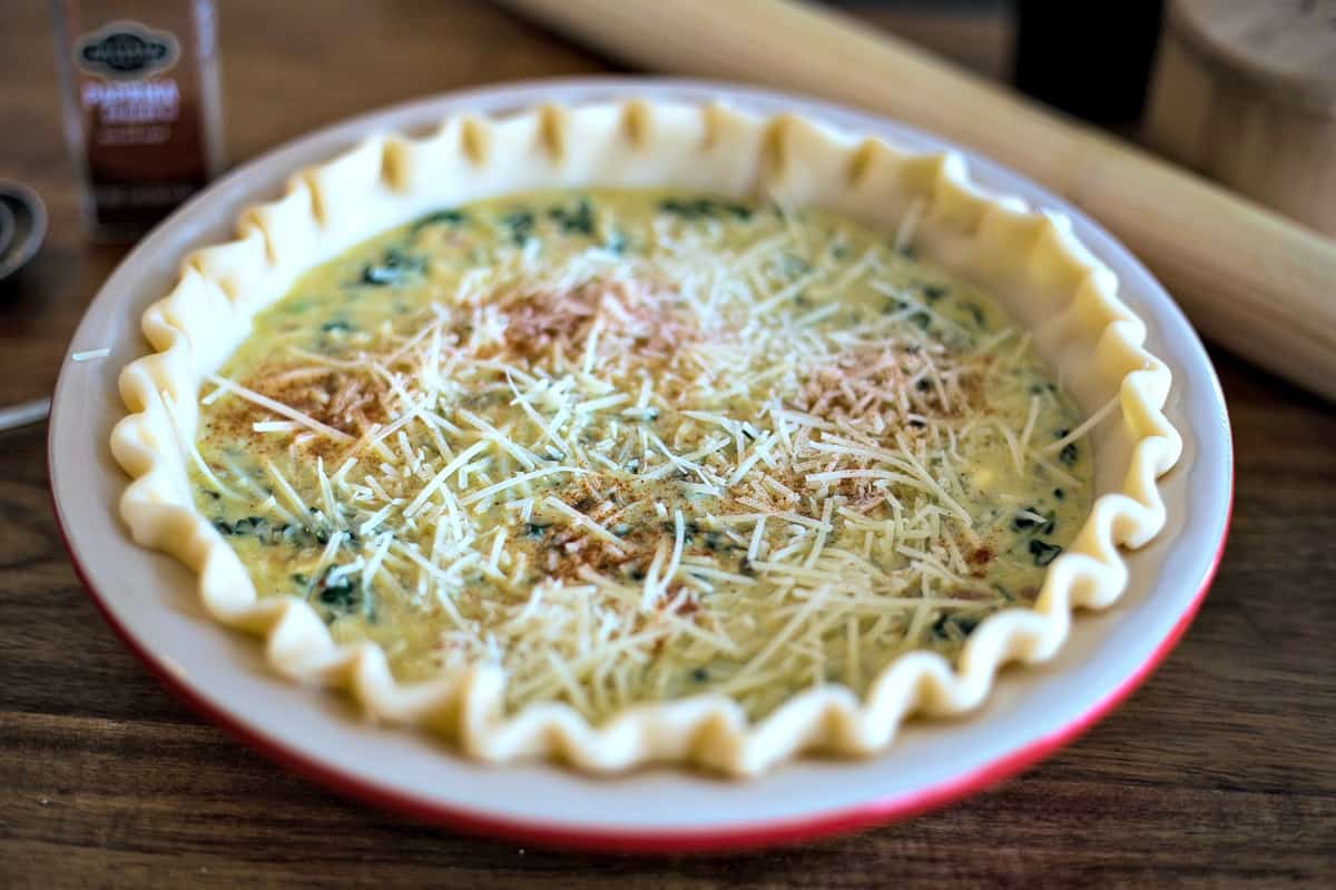 unbaked spinach quiche