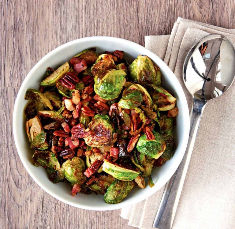 Roasted Brussels Sprouts with Pancetta & Pecans