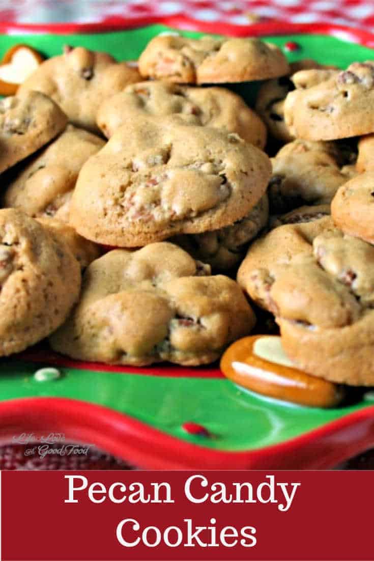 a plate of pecan candy cookies