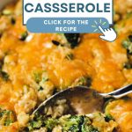 Broccoli Rice Casserole in a baking dish on a table.