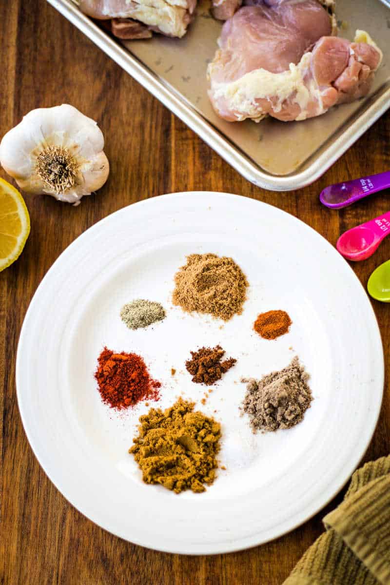 shawarma spices on a white plate