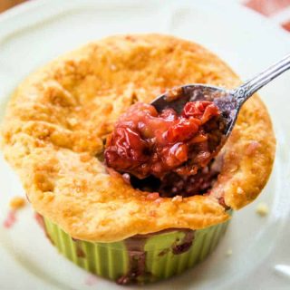 cherry pot pie on a white plate