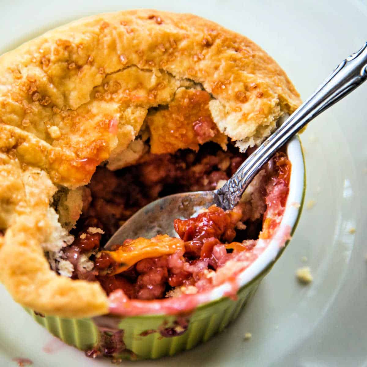 a half eaten cherry pot pie