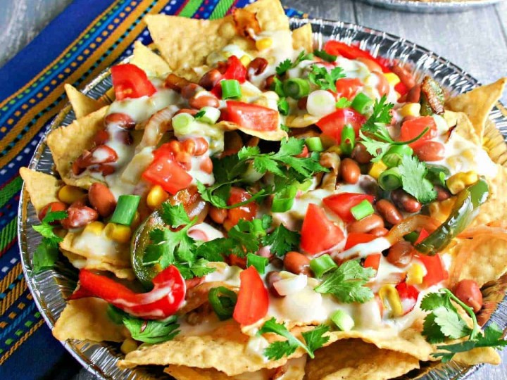 Vegetarian Nachos with Green Chili Cheese Sauce | Life, Love, and Good Food