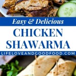 chicken shawarma sliced on a white platter.