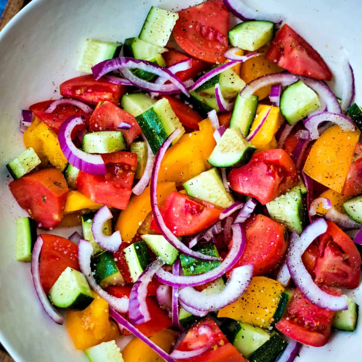 ingredients for cucumber tomato feta salad