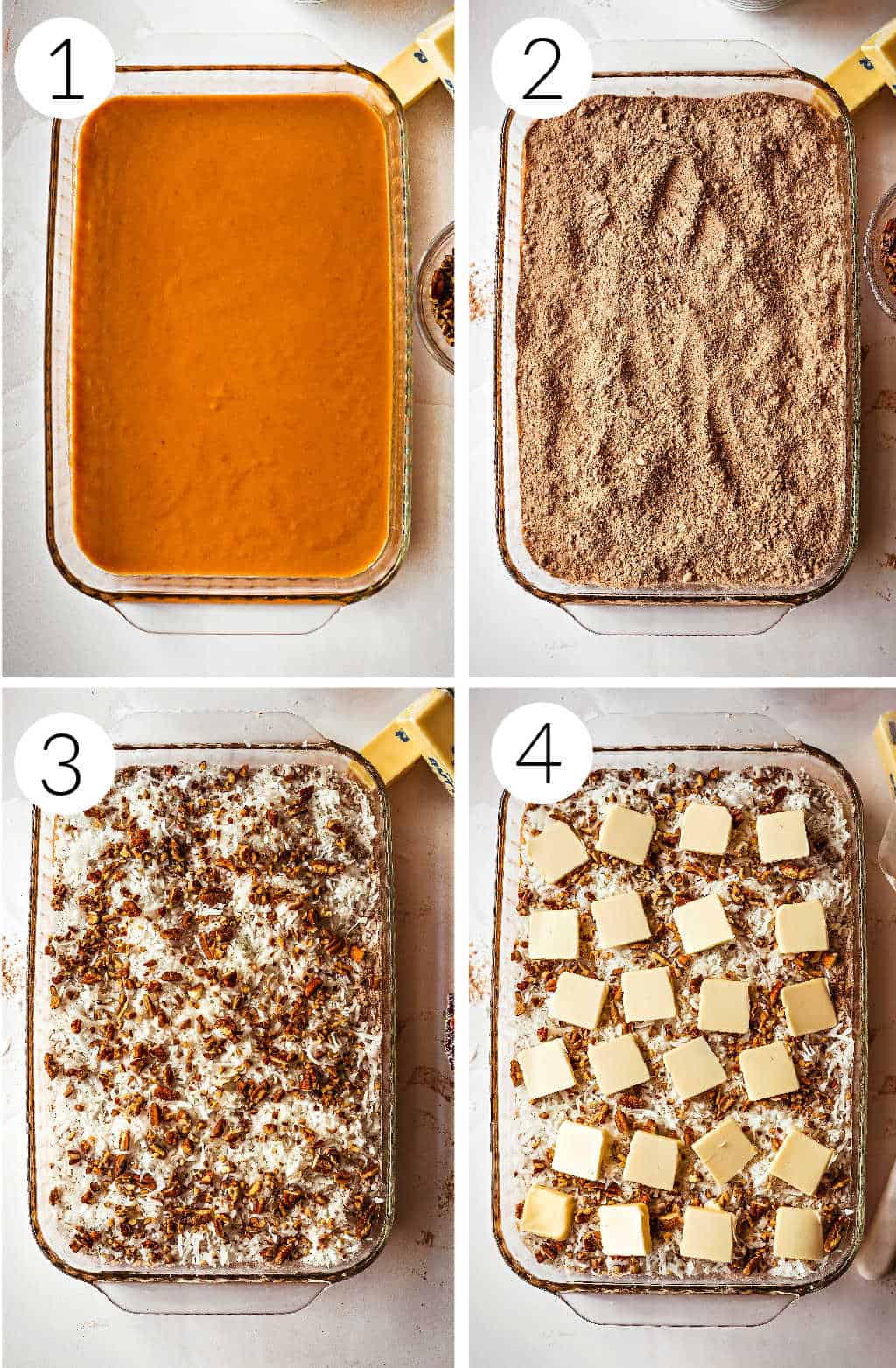 making german chocolate pumpkin dump cake process images