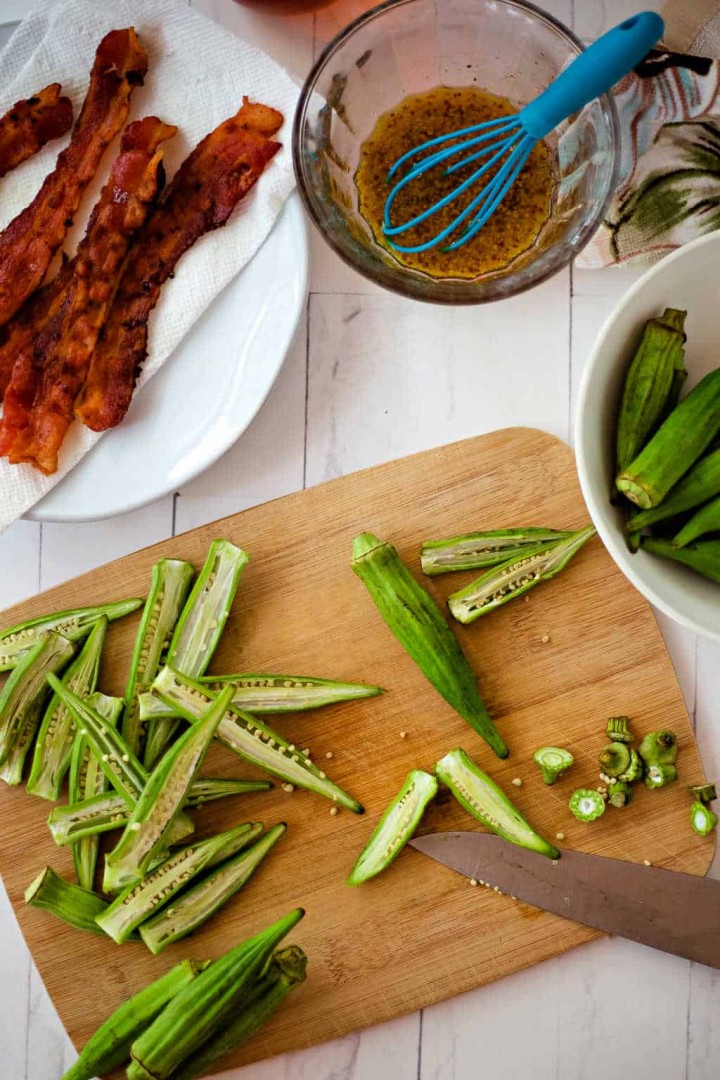 Roasted Okra with Warm Bacon Vinaigrette Life, Love, and Good Food