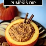 Easy Pumpkin Dip on a black platter with ginger snaps and apple slices