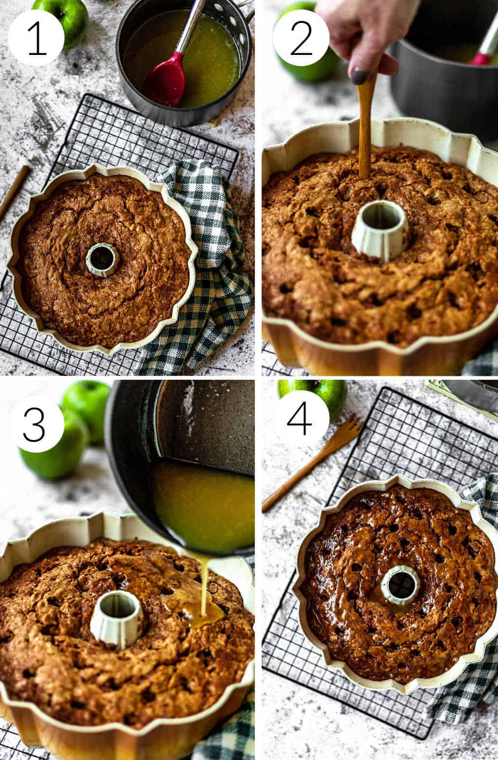 apple walnut cake in a bundt pan