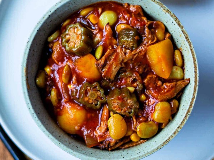 Easy Brunswick Stew in a bowl on a plate