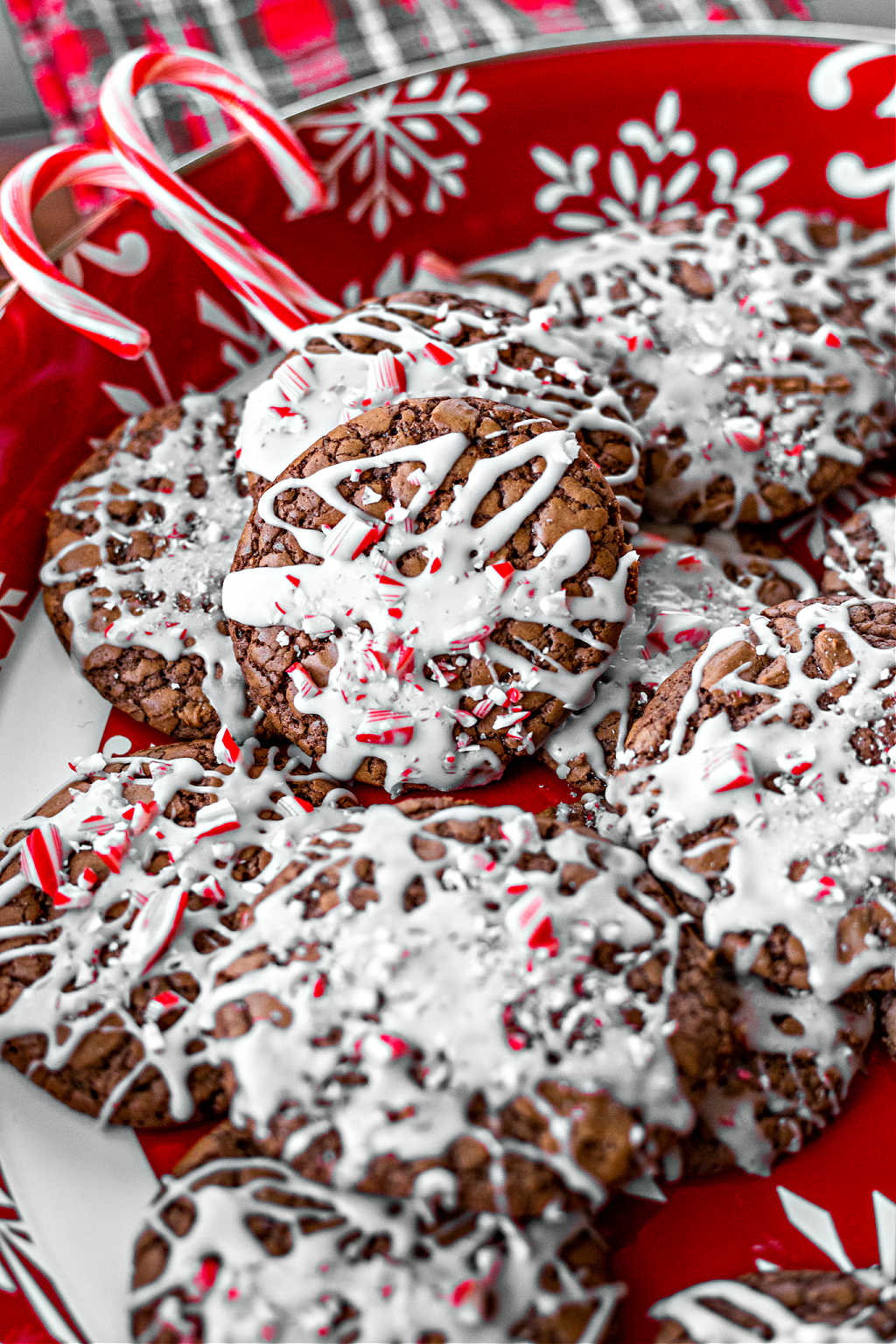 a tray of Peppermint Brownie Drop Cookies