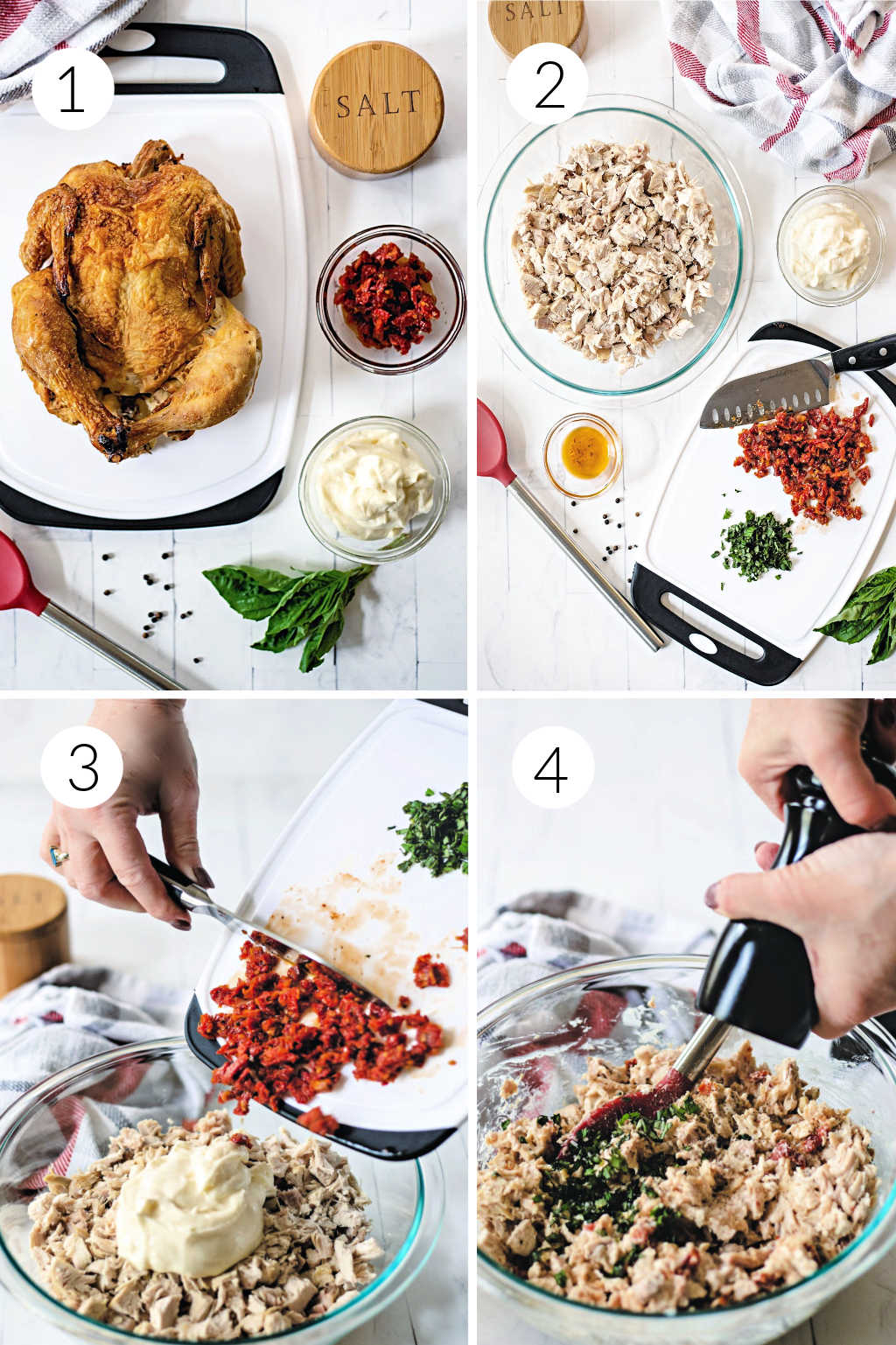 step by step process steps for making rotisserie chicken salad