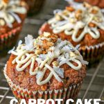 carrot cake muffins on a wire rack.