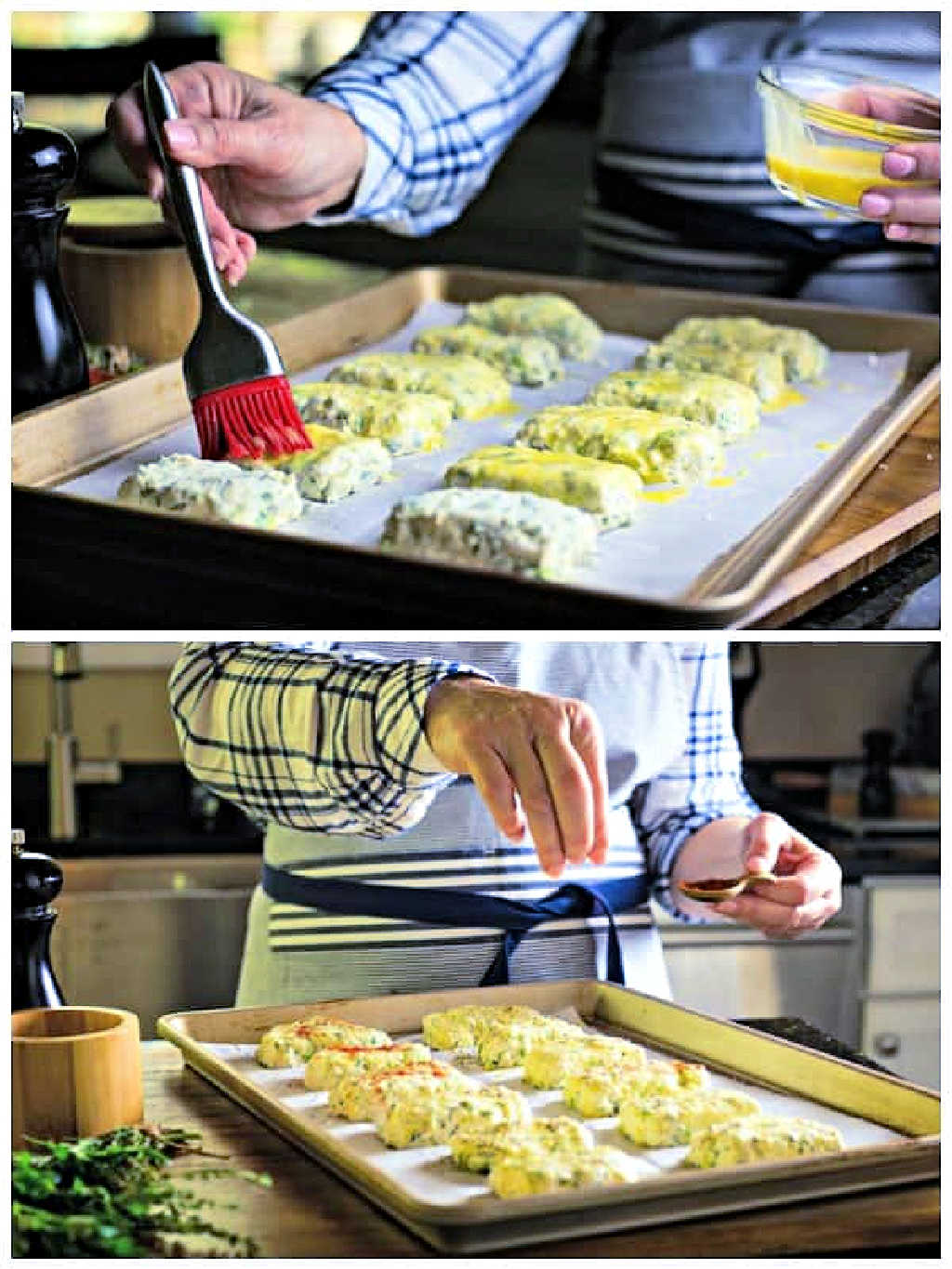 process steps for making ricotta herb savory scones.