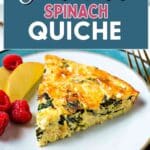 Crustless Spinach Quiche on a serving plate.