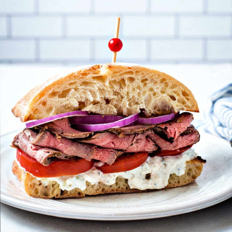 Flank Steak Mediterranean Sandwich
