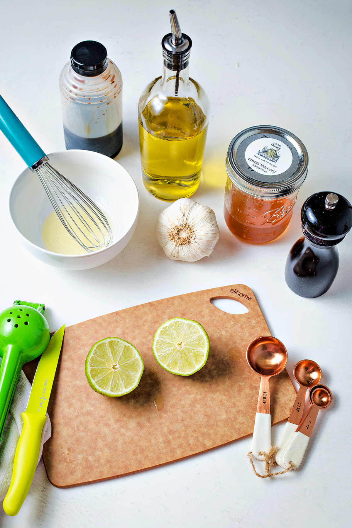 ingredients for pork chop marinade on a table.