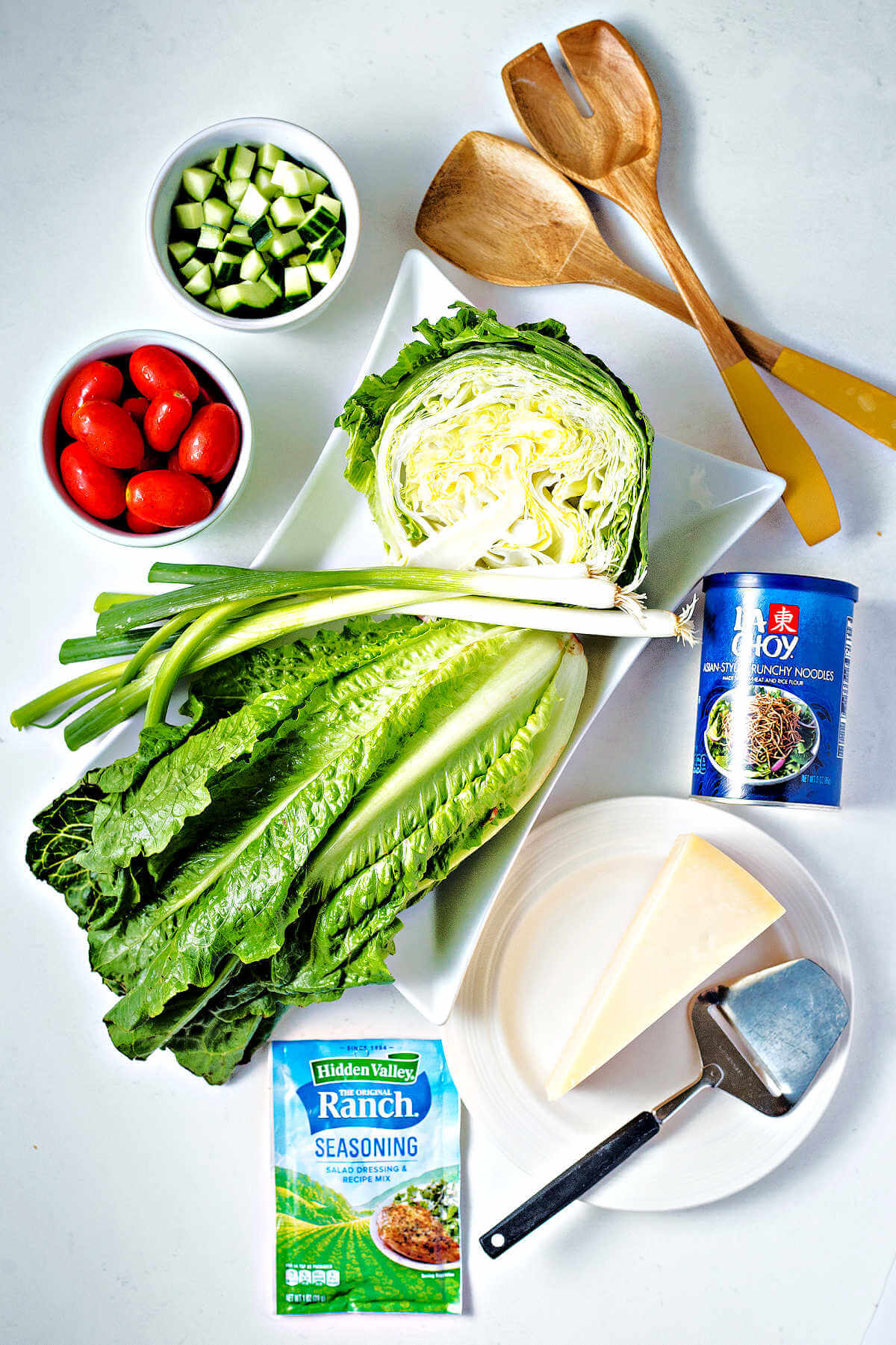 ingredients for Bravo's Insalata Della Casa on a table.