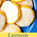 Lemon Cake Mix Cookies on a blue plate.