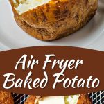 Air Fryer Baked Potatoes in an air fryer basket.
