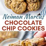 Neiman Marcus Cookies piled on a plate.