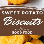 Sweet Potato Biscuits with ham on a plate.