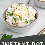 Instant Pot rice in a bowl on a counter.