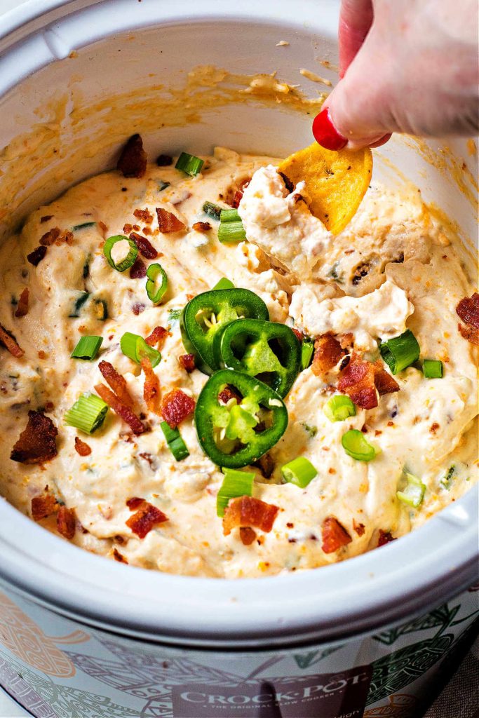 Slow Cooker Jalapeño Popper Dip with Bacon and Three Cheeses - Life ...