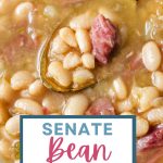 Senate Bean Soup iin a bowl with a spoon.