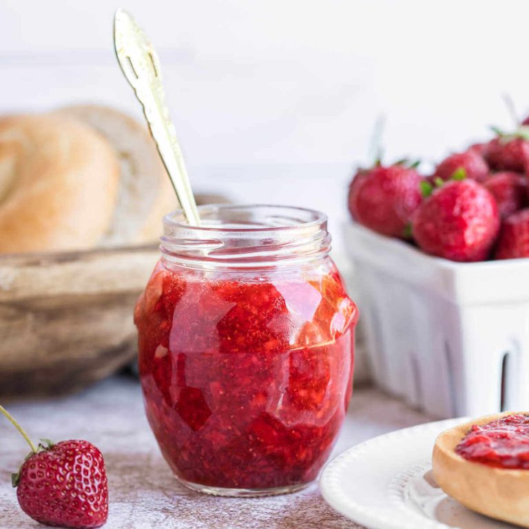 Easy No-Cook Strawberry Freezer Jam (Low Sugar)