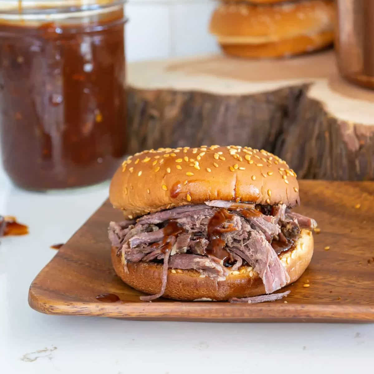 a pulled beef sandwich