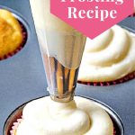 piping Sour Cream Frosting onto a cupcake.